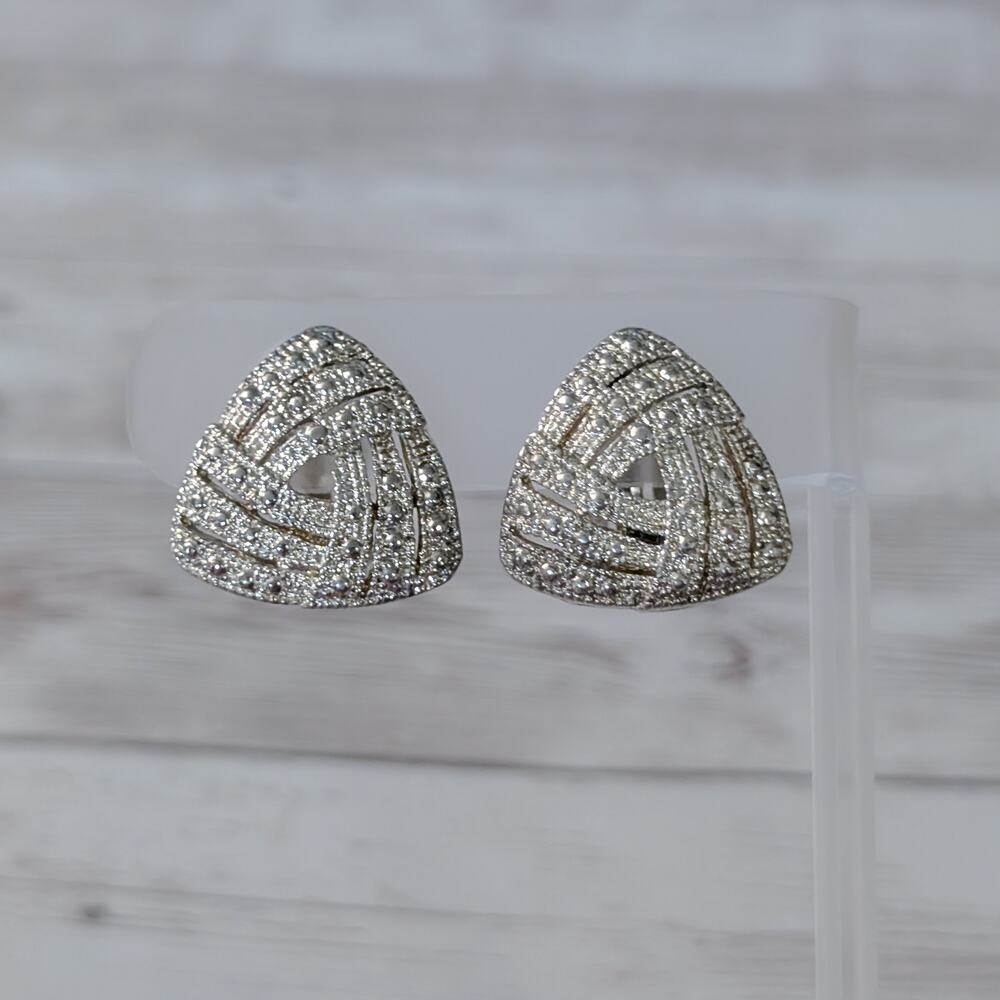 Vintage Clip On Earrings Statement Triangle Shape 7/8" Stylish